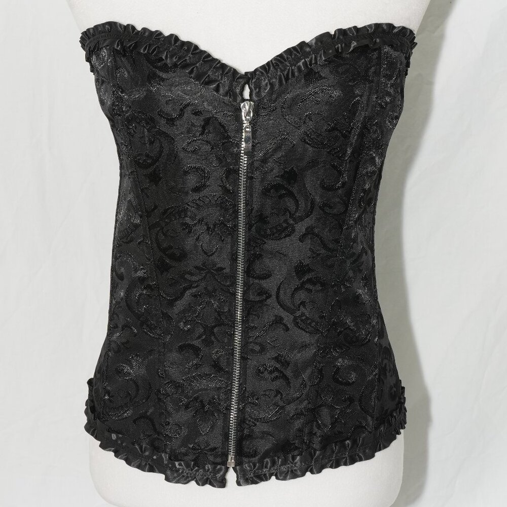 LNC Goth Bustier Sexy Black Party Clothes Womens 3XL Silver Hardware Textured